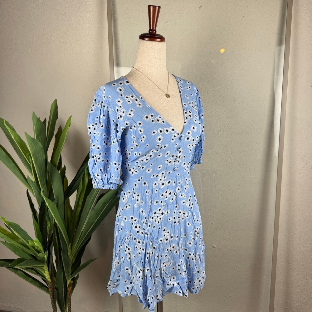 Faithfull The Brand Romantic Cottage Prairie Mini Dress Small Floral Puff Sleeve - Picture 2 of 9